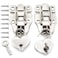 SDTC Tech Antique Cabinet Duckbilled Toggle Hasp Latch and Heart-Shaped Padlock Kit with Matching Screws for Jewelry Box Wooden Case Trunks Furniture Decoration - Silver (2x Toggle Latches + 2x Locks)