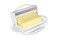 Butterie Flip-Top Butter Dish with Lid &amp; Matching Knife, Holds 2 Sticks/Kerrygold Butter, No-Mess Butter Holder, Shatterproof, Dishwasher Safe, White
