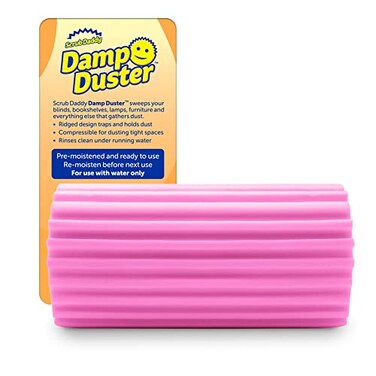 Scrub Daddy Damp Duster, Magical Dust Cleaning Sponge, Dusters for Cleaning, Venetian &amp; Wooden Blinds Cleaner, Vents, Radiator, Skirting Boards, Mirrors, Dust Brush Tools, Home Gadgets, Light Pink
