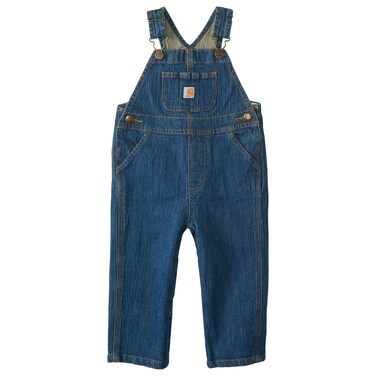 Carhartt boys Washed Denim Bib Overall, Medium Wash, 4T US