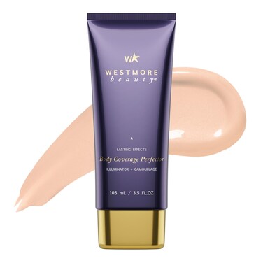 Westmore Beauty Body Coverage Perfector &ndash; Waterproof Leg &amp; Body Makeup - Tattoo Cover Up Makeup - 3.5 Oz (Warm Radiance)