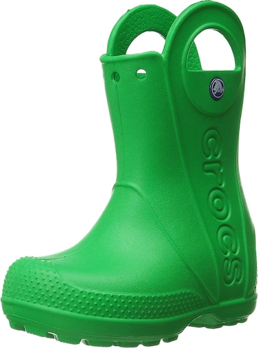 Crocs Unisex-Child Handle It Rain Boots, Grass Green, 12 Little Kid