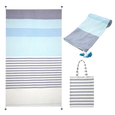 Folkulture Beach Towel, Turkish Beach Towel, 40x72 Striped Beach Towels Oversized with Tote Bag, Pool Towels in Beach Essentials, Quick Dry Towel, Large Beach Towel for Women, Cute Beach Towel