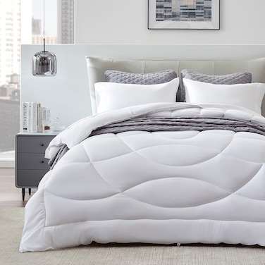 SLEEP ZONE Twin/Twin XL Comforter Duvet Insert, Down Alternative Reversible Comforter, Lightweight, Soft and Breathable Bedding All Season, White