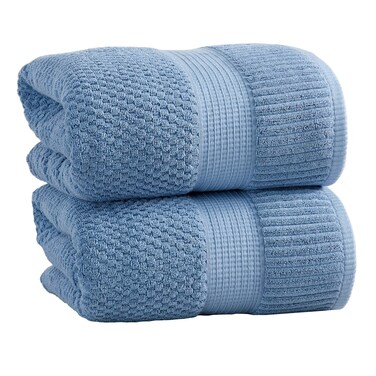 NY Loft 100% Cotton 2 Pack Bath Sheet Towel Set   Super Soft &amp; Absorbent Quick-Dry Oversize Bath Towels  Textured and Durable Cotton   Bright White