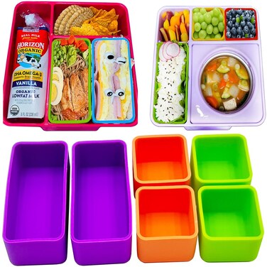 Silicone Bento Boxes for Kids Lunch Box Dividers Accessories Inserts Organizers Dishwasher Safe