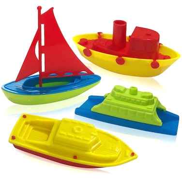 ArtCreativity Toy Boat Bath Toys for Kids &amp; Toddlers, Set of 4, Kids Pool Toys for Outdoor Water Play, Floating Pool Boat Toys for Bathtub, Summer Beach Toys, Cute Party Favors for Boys and Girls