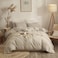 AMWAN Solid Beige Duvet Cover Queen Size Soft Washed Cotton Beige Bedding Sets Modern Style Boho Beige Comforter Cover Cotton Light Tan Duvet Quilt Cover Beige Color Bedding Collection