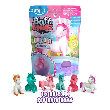 Large Unicorn Surprise Bath Bomb, 6 Surprise Unicorn Toys to Collect in Total, One Per Bath Bomb, Children's Collectible Bath Toy, Stocking Filler Toy, Xmas Present for Boys &amp; Girls