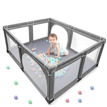 YOBEST Baby Playpen, 71"x59" Infant Playard with Gates, Sturdy Safety Playpen with Soft Breathable Mesh, Indoor &amp; Outdoor Toddler Play Pen Activity Center for Babies, Kids, Toddlers