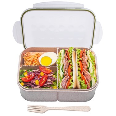 MISS BIG&reg; Bento Box,Bento Box Adult,Lunch Box,Ideal Leak Proof Lunch Containers,No BPAs and No Chemical Dyes Bento Lunch Box,Dishwasher and Microwave Safe Lunch Containers for Adults(1900ml White)