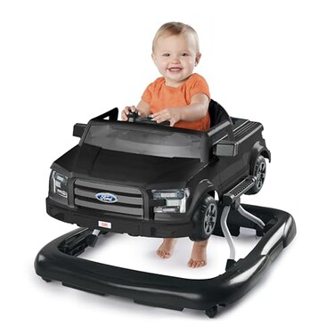 Bright Starts Ford F-150 4-in-1 Agate Black Baby Activity Center &amp; Push Walker with Removable Interactive Steering Wheel-Toy, 6 Months and up