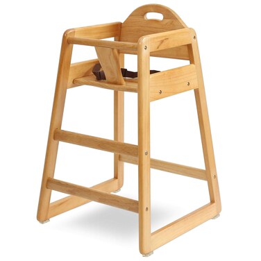 LA Baby Commercial Grade Stack-Able Solid Wood High Chair for Restaurant &amp; Home Use - Natural