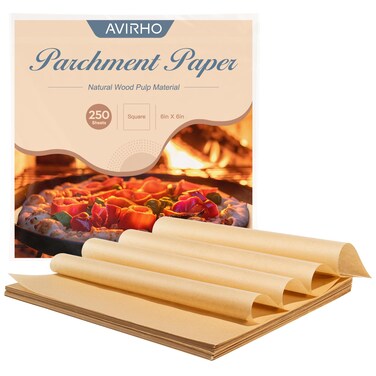 250 PCS Air Fryer Parchment Paper Liners, 6 Inch Unbleached Parchment Paper Sheets, Non Stick Square Baking Parchment Paper Steamer Liner for Air Fryers Baking Cooking Oven