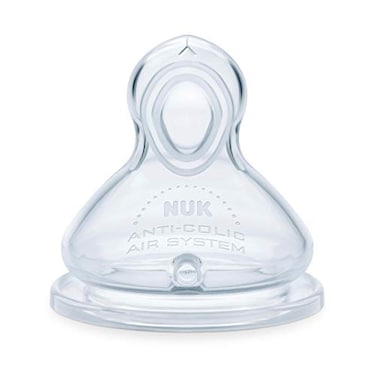 NUK Smooth Flow Anti Colic Baby Bottle Nipples, Size 1 (0+ Months), Slow Flow, 2 Pack