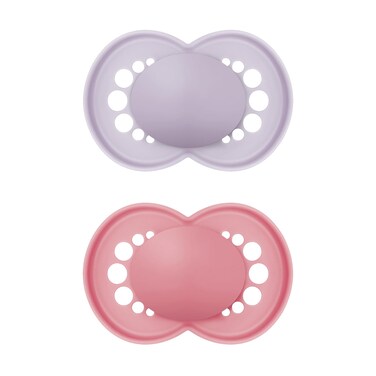 MAM Original Matte Baby Pacifier, Nipple Shape Helps Promote Healthy Oral Development, Sterilizer Case, Girl ,6-16 Months(Pack of 2)