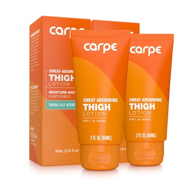 Carpe Sweat Absorbing Thigh - Helps Keep Your Thighs Dry and Chafe Free - Sweat Absorbing Lotion - Helps Control Sticky Thigh Sweat - With Witch Hazel and Vitamin B3 (pack of 2)