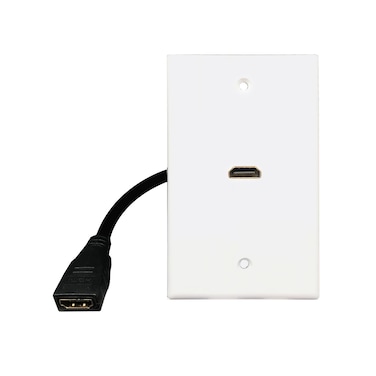 HDMI Wall Plate,Fly Tiger,6 Inch Pigtail Built,in Flexible High Speed HDMI Cable with Ethernet,Single Outlet Port Insert(1 Port)