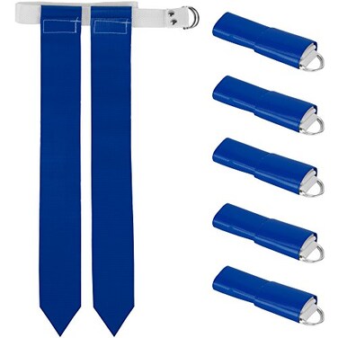 Crown Sporting Goods 6-Pack Flag Football Team Set &ndash; Includes 6 Belts with 12 Flags, Accessories for Flag &amp; Touch Games, Practices, &amp; Training (6, Blue)