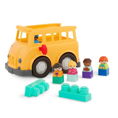 Battat &ndash; School Bus &ndash; 8Pc Construction Set &ndash; 5 Figures &amp; 2 Blocks &ndash; Build-On Vehicle &ndash; 12 Months + &ndash; Locbloc&reg; School Bus