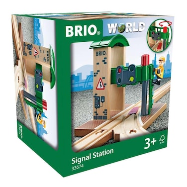 Brio World 33674 - Signal Station   2-Piece Interactive Wooden Toy Train Accessory   Ideal for Kids Ages 3 and Up   FSC-Certified Wood