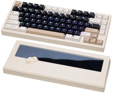 KEEBMONKEY WOBKEY Rainy 75 CNC Aluminum HMX/JWK/Cocoa Switches Triple-Mode Connectivity Mechanical Keyboard with Superior Acoustics, RGB/PP/Mirrored Glass/3500mAh/Violet Switch (Standard - White)