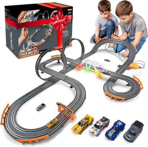 Slot Car Racing Set - Dual High-Speed Track with Lap Counter - Christmas &amp; Birthday Gift for Boys Ages 5-12 - Circular Overpass &amp; Loop - Fun Race Track Game for Kids