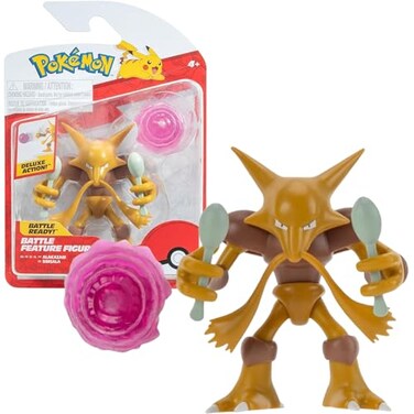 Pok&eacute;mon Alakazam Battle Feature Figure - 4.5-Inch Alakazam Battle Ready Figure with Psychic Blast Accessory