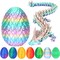 3D Printed Dragon Egg, Mystery Crystal Dragon Egg Fidget Toys Surprise, Easter Eggs Mythical Dragon Eggs with Dragon Inside, Articulated Crystal Fidget Toys for Kid(Rainbow Color)