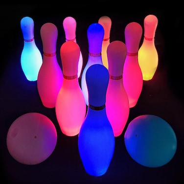 OceanWings Kids Light up Bowling Ball Toys Set,Bowling Pins Toy Game with 10 Pins &amp; 2 Balls Fun Sports Games for Kids Toddler Indoor &amp; Outdoor Boys Girls Children 3 4 5 6 Years