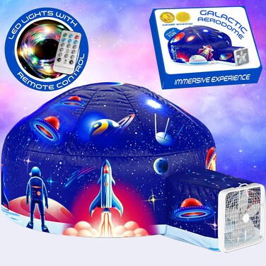W&amp;O Galactic Aerodome with LED Lights - Inflatable Space Fort for Kids Aged 3-12, Inflates in Seconds Creating an Immersive Galactic Experience (Fan Not Included)