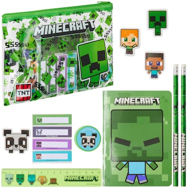 Minecraft Filled Pencil Case and Stationery Set for Kids, School Supplies - Gifts for Boys (Green)