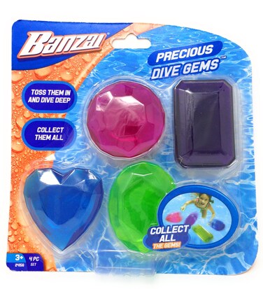 BANZAI Precious Dive Gems 4 Pack, Diving Toy for Water, Pool Diving Toy