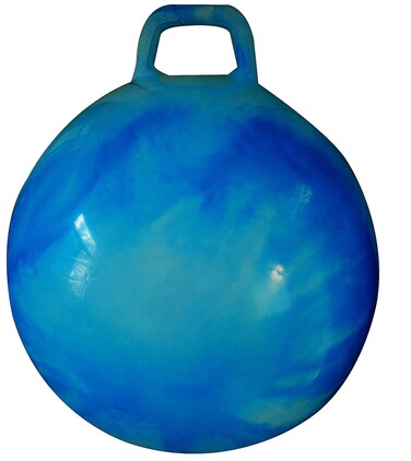 AppleRound Space Hopper Ball with Air Pump: 22in/55cm Diameter for Age 10-12, Kangaroo Bouncer, Hippity Hoppity Hop Ball for Taller Children, Sit-on Bouncy Ball with Handle, Cloud Colors (Blue)