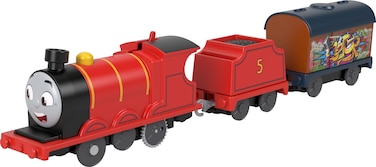 Thomas &amp; Friends Motorized Toy Train Graffiti James Battery-Powered Engine with Tender &amp; Cargo Car for Pretend Play Preschool Kids Ages 3+ Years