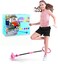BEBJUIL Kids Skip Ball,Foldable Ankle Skip It Ball Flashing Jumping Ring Colorful Sports Swing Ball Fitness Fat Burning Jump Rope Exercise Skipping Toy for Kids (Purple) (Pink)