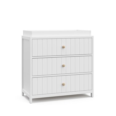 Graco Teddi 3 Drawer Chest with Changing Table Topper (White) &ndash; GREENGUARD Gold Certified, Interlocking Drawer System, Pre-Installed Drawer Tracks for Easier Assembly