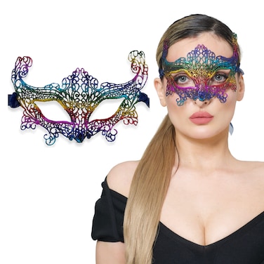 Rainbow Masquerade Mask For Women - Phantom Of the Opera Mask for Masquerade Party, Proms, Photo Shoot, Venetian Party, Mardi Gras, Halloween &amp; Cosplay - Rainbow Color
