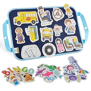 CHEFAN Felt Flannel Boards Stories Precut Figures for Toddlers Preschool, Craft Toy Gifts for Kids, Storytelling Interactive Teaching Activity Kits,Wheels On Bus,Baby Shark,Itsy Bitsy Spider,Bingo