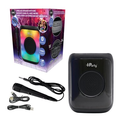 LEXiBOOK, iParty&reg;, Portable Bluetooth&reg; Speaker with Microphone, Powerful Sound Volume, Multicolour Light Effects, Rechargeable Battery, K8310