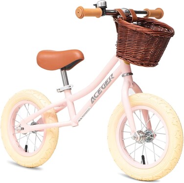 ACEGER 12" Kids Balance Bike with Basket, No Pedal Toddler Bicycle for Early Learning Leg Strength and Steady Balancing, Durable Frame&amp;Tool-Free Adjustable Seat, Gift Bike for 2-5 Kids