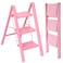 GPUSFAK 3 Step Ladder, Multi-Purpose Sturdy Lightweight Portable Folding Step Stool with Wide Anti-Slip Pedals, 500lbs Capacity Household and Kitchen Stepladders(Pink)