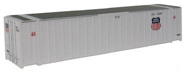 Walthers SceneMaster HO Scale Model of Union Pacific(R) (White, Shield Logo) 48' Ribbed Side Container, 949-8460