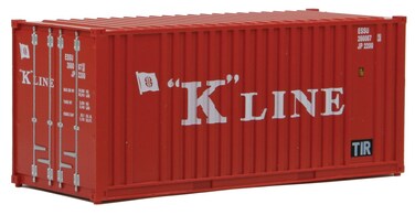 Walthers SceneMaster HO Scale Model of K-Line (Red, White) 20' Corrugated Container with Flat Panel,949-8013