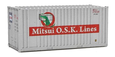 Walthers SceneMaster HO Scale Model of Mitsui OSK Lines (Gray, red, Alligator Logo) 20' Corrugated Container with Flat Panel,949-8014