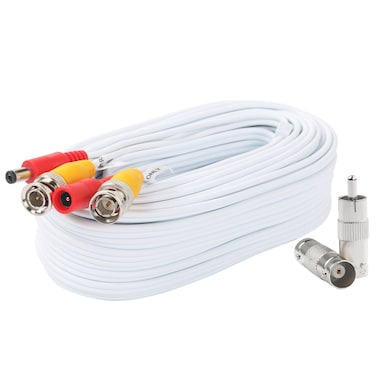 BNC Video Power Cable 25 Feet Pre-Made All-in-One Video Security Camera Cable Wire with Two Connectors for CCTV DVR Surveillance System