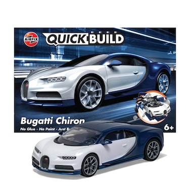 Airfix Quickbuild Bugatti Chiron Brick Building Plastic Model Kit Car J6044,Blue