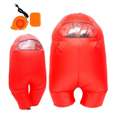 Timisea astronaut costume inflatable costume Funny Halloween Spacesuit Party School Masquerade Game Fans (Red, Kids (100-155cm))