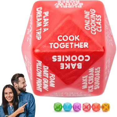 Date Night Dice - Fun Red Dice for Couples   2"x2"x2" Decision Dice for 24 Date Night Ideas at Home