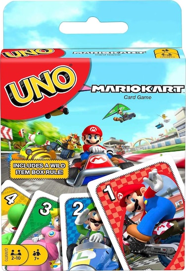 Mattel Games UNO Mario Kart Card Game for Kids, Adults, Families &amp; Parties with Special Rule for 2 to 10 Players